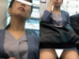 (電車対面）(顔出し)パープルのスーツをお召になった妖艶な人妻OLさん…エッチな雰囲気満載のお姿を観察してみました!!