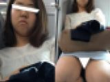 (電車対面）(顔出し)エロいガチむちボディを持て余す…セミロングOLさんのむっちりふとももを観察してみました!!