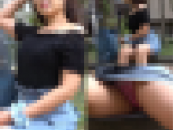 【盗撮】黒髪むっちりの巨乳美女を公園での休憩中を粘着盗撮!!!!!!