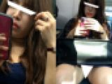 (電車対面）(顔出し)パンストあんよのひらき具合と厚いくちびるがエロ過ぎた…えっちなボディのOLさんを観察してみました!!