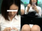 (電車対面）(顔出し）セミロング…ストレートの綺麗な黒髪…色白の美人人妻OLさん…純白のブラウスに身を包んだお姿を観察してみまし