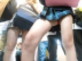 【顔モザイク無】FHD_ルーズソックスギャルJKの赤Pパンチラ vs 清楚風JKの王道白Pパンチラ