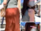 【ぶっかけ？！尻】サテンスカートがお尻にピッタリ張り付く！パンティーラインに負けないデカ尻に精子跡？！【553】