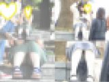 お座りお姉さん発見!!(FHD)大変です!!パンツが見えてますよ161