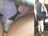 [★新作]パンチラ盗撮 ミニスカギャル 紫色の花柄パンツを強引に超接近撮影