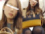 (電車対面)(顔出し)タイトミニからきれいな黒パンストあんよをむき出しにする…S級美人OLお姉さんの無防備なお姿を観察してみまし
