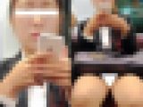(電車対面）(顔出し）可愛いお顔して…タイトミニでパンストふとももちゃんをむき出しにする…リクルート女子大生さんを観察してみまし