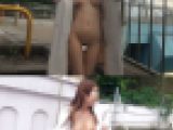 【露出徘徊】垂れパイ＆デカ乳輪を歩道でさらしたガチ露出【個撮】