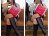脚を組む美人お姉さんのエロ過ぎる生足ブーツ美脚597