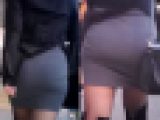 フェロモン全開タイトスカート美女のお尻に密着!!前編