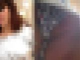 【顔出し】 パンチラ147　白と青のストライプ柄のパンティ