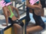 【Ｊ〇スクール水着水泳大会潜入３】プリ尻食い込みスク水Ｊ〇ちゃん＋スク水お尻ドアップ接写