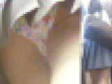 パンチラ盗撮 制服女子 ド派手な花柄パンツに超接近