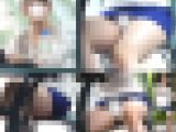 《高画質SP》可愛い顔にエロい太もも、純白ぱんつ、盗撮に気付いた!?表情を見せるミニスカ女の子の極上対面ぱんちら～FHD動画～