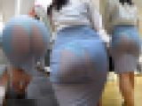 【超高画質】丸透け爆尻！！！実は巨乳でしたがお尻しか撮れてませんｗｗでも着衣尻好きにとっては最高の絶景です♪