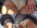 ミニスカートがカバンに引っかかって、ずっとパンツ見えてる制服女の子（2）強風スカートめくり、真下逆さ撮り
