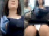 (電車対面）(顔出し）スカート丈は長めだけど…むき出しのパンストあんよのむっちり感がエッチな想像を掻き立てちゃう…OLお姉さんを