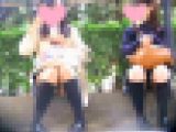 【再販】清楚系制服JKの座りパンちら