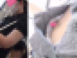 [胸チラ]北川●子似のスレンダー女子の乳首が丸見え[マスク着]