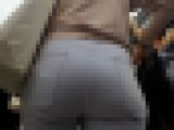【巨尻白パンツスタイル】欧州系長身マダムのホワイトパンツに包まれたモチモチ巨尻を粘着撮影。