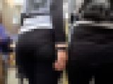 【黒系3名2シーン着衣尻】小柄×ガッチリ体型のお姉さんたち3名の色々な黒パンツ着衣尻を粘着撮影。