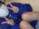 アプリで知り合ったお姉さん♪学生時代の青ジャージ青ハーパン撮影☆譲渡の紺色股下５センチ撮影☆