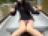 超ミニスカートワンピでボート乗ってぱんちら撮ってきたよ(????)。o
